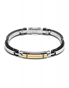 Bijuterii otel inoxidabil diamant negru BARAKA, Bratara Baraka Explore cu aur 18 kt si diamante negre BR232031GIDN, bb-shop.ro