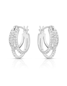 Bijuterii rotunzi dama, Cercei argint 925 rotunzi cu cubic zirconia R2AU1S000J00L8QB0, bb-shop.ro