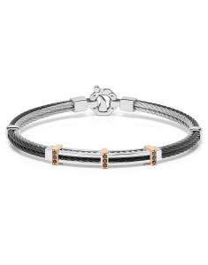 Bijuterii otel inoxidabil diamant negru BARAKA, Bratara Baraka 316L fixa cu aur 18 kt si diamante negre BR312511RODN, bb-shop.ro