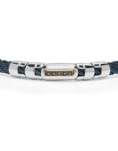 Bijuterii otel inoxidabil diamant negru BARAKA, Bratara Baraka 316L fixa cu aur 18 kt si diamante negre BR332001RODN, bb-shop.ro