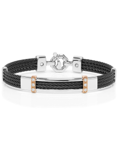 Bijuterii otel inoxidabil, Bratara Baraka 316L fixa cu aur 18 kt si diamante BR332101RODB, bb-shop.ro