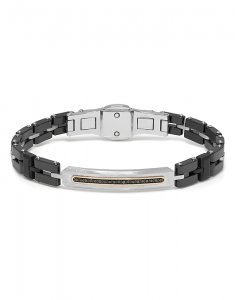 Bijuterii argint, Bratara Baraka Mosaiko cu argint 925 si aur 18 kt cu diamante negre BR281101RODN-15, bb-shop.ro