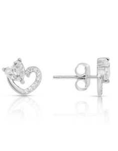 Bijuterii, Cercei argint 925 stud cu inima si cubic zirconia LE2545-EG-W, bb-shop.ro