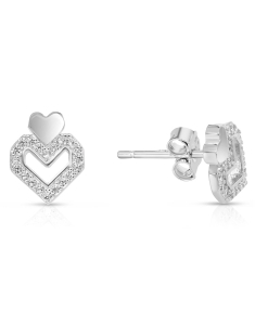 Bijuterii argint, Cercei argint 925 stud cu inima si cubic zirconia LE1968-EG-W, bb-shop.ro