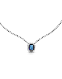 Bijuterii dama safir, Colier aur 18 kt cu diamante si safir NL050526-118-SP, bb-shop.ro
