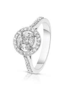 Bijuterii halo pave, Inel de logodna aur 14 kt cu diamante RG097759-114, bb-shop.ro
