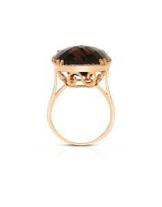 Bijuterii, Inel aur 18 kt cu diamante si cuart fumuriu RG100018-318-SQ, bb-shop.ro