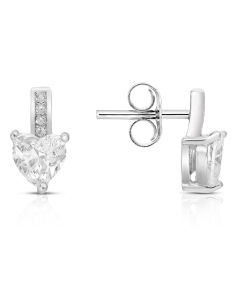 Bijuterii argint, Cercei argint 925 stud cu cubic zirconia si inima E614783-EG-W, bb-shop.ro