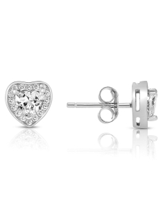 Bijuterii argint, Cercei argint 925 stud cu cubic zirconia si inima E612608-EG-W, bb-shop.ro
