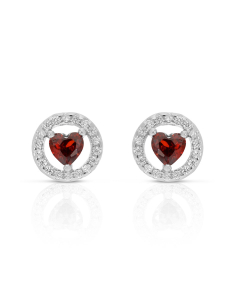 Bijuterii argint cubic zirconia, Cercei argint 925 stud cu cubic zirconia si inima E612287-EG-GRNW, bb-shop.ro
