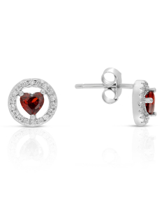 Bijuterii argint cubic zirconia, Cercei argint 925 stud cu cubic zirconia si inima E612287-EG-GRNW, bb-shop.ro