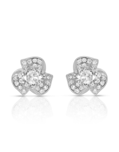 Bijuterii, Cercei argint 925 stud cu cubic zirconia si floare E613897-EG-W, bb-shop.ro