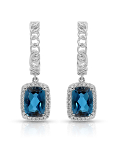 Cercei topaz aur, Cercei aur 14 kt cu diamante si topaze london E28689ETOL4W-1, bb-shop.ro