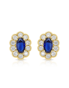 Bijuterii aur 14 kt safir, Cercei aur 14 kt cu diamante si safire E29707ESAA4Y-1, bb-shop.ro
