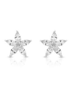 Bijuterii, Cercei argint 925 cu floare si cubic zirconia ZKSE-11251-RH-W, bb-shop.ro