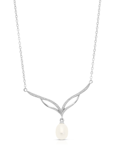 Bijuterii rolo argint, Colier argint 925 cu perla de cultura si cubic zirconia OTC-YS4-N130-R2L, bb-shop.ro