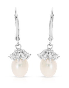 Bijuterii argint perla de cultura, Cercei argint 925 cu perle de cultura si cubic zirconia OTC-YS4-S673E, bb-shop.ro