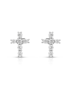 Bijuterii, Cercei aur 18 kt cruce cu diamante SE2087-W, bb-shop.ro