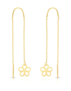 Bijuterii aur 14 kt, Cercei aur 14 kt fir cu floare ER699Y-CP-10MM, bb-shop.ro