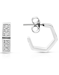 Bijuterii otel inoxidabil, Cercei Zag Mini cu cubic zirconia SEC21235-00WHT, bb-shop.ro