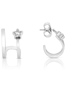 Bijuterii otel inoxidabil, Cercei Zag Mini cu cubic zirconia SEC21720-00WHT, bb-shop.ro