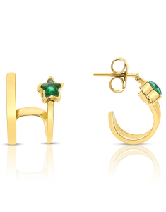 Bijuterii otel inoxidabil, Cercei Zag Mini cu cubic zirconia SEC21720-01GRN, bb-shop.ro