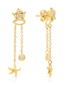 Bijuterii aur 14 kt, Cercei aur 14 kt stud lung cu diamante SE49272-Y, bb-shop.ro