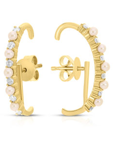 Bijuterii, Cercei aur 14 kt stud cu diamante si perle de cultura SE43172-Y, bb-shop.ro