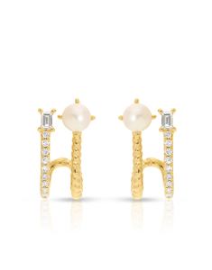 Bijuterii, Cercei aur 14 kt stud cu diamante si perle de cultura SE42108-Y, bb-shop.ro