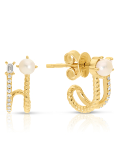 Bijuterii, Cercei aur 14 kt stud cu diamante si perle de cultura SE42108-Y, bb-shop.ro