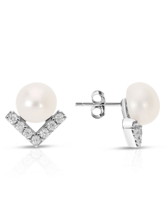 Bijuterii, Cercei argint 925 stud cu perle de cultura si cubic zirconia ES10307PE-WH, bb-shop.ro