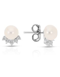 Bijuterii, Cercei argint 925 stud cu perle de cultura si cubic zirconia ES10400PE-WH, bb-shop.ro
