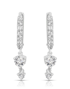 Bijuterii rotunzi dama, Cercei argint 925 rotunzi cu cubic zirconia ES10943-WH, bb-shop.ro