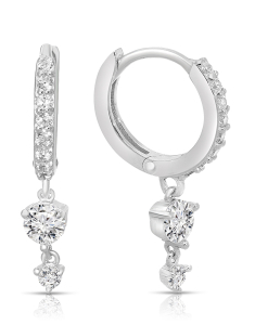 Bijuterii rotunzi dama, Cercei argint 925 rotunzi cu cubic zirconia ES10943-WH, bb-shop.ro