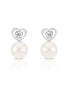 Bijuterii argint, Cercei argint 925 stud cu perle de cultura si cubic zirconia ES11232PE-WH, bb-shop.ro