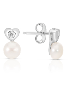 Bijuterii argint, Cercei argint 925 stud cu perle de cultura si cubic zirconia ES11232PE-WH, bb-shop.ro