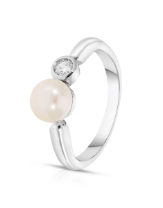 Inele, Inel argint 925 cu perla de cultura si cubic zirconia R4007P45L600L8Q1A, bb-shop.ro