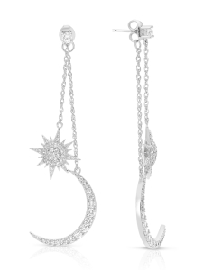 Bijuterii, Cercei argint 925 stud cu cubic zirconia si semiluna R2ARPN007U00L8QB0, bb-shop.ro