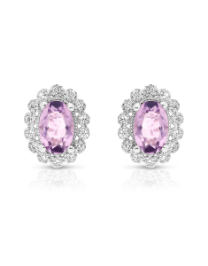 Bijuterii aur 14 kt, Cercei aur 14 kt stud cu diamante si ametiste QE11703AMB, bb-shop.ro