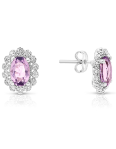 Bijuterii aur 14 kt, Cercei aur 14 kt stud cu diamante si ametiste QE11703AMB, bb-shop.ro