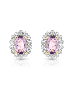 Bijuterii aur 14 kt, Cercei aur 14 kt stud cu diamante si ametiste QE11703AMH, bb-shop.ro