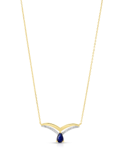 Bijuterii, Colier aur 14 kt cu diamante si safir QC3418SAH, bb-shop.ro