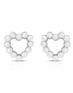 Bijuterii argint, Cercei argint 925 stud cu perle si inima 34498AG-RH-W, bb-shop.ro