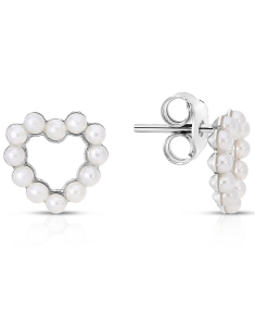 Bijuterii argint, Cercei argint 925 stud cu perle si inima 34498AG-RH-W, bb-shop.ro