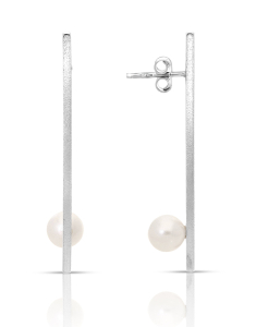 Cercei lungi dama argint, Cercei argint 925 stud lung cu perle DB532-OR-RH-W, bb-shop.ro