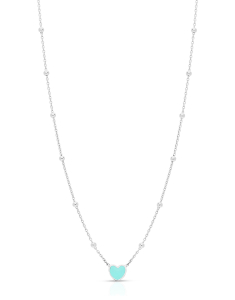 Bijuterii MARIBELLE, Colier copii Maribelle argint 925 cu email si inima L096P-CL1-RH-BL, bb-shop.ro