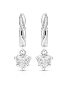 Bijuterii rotunzi, Cercei argint 925 rotunzi cu inima si cubic zirconia BB250115-RH-W, bb-shop.ro
