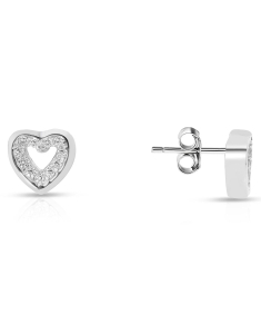 Bijuterii argint, Cercei argint 925 stud cu cubic zirconia si inima TE3305-EG-W, bb-shop.ro