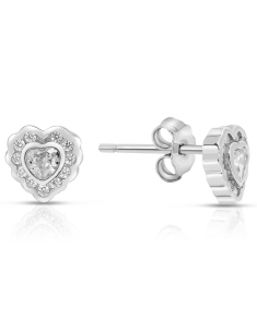 Bijuterii argint, Cercei argint 925 stud cu cubic zirconia si inima TE5047-EG-W, bb-shop.ro