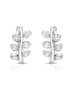 Bijuterii rotunzi dama, Cercei argint 925 rotunzi cu cubic zirconia si frunza LE4722-EG-W, bb-shop.ro
